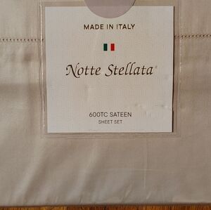 🔥BNWT🔥 Notte Stellata 600 TC SATEEN KING Sheet Set 100% COTTON White